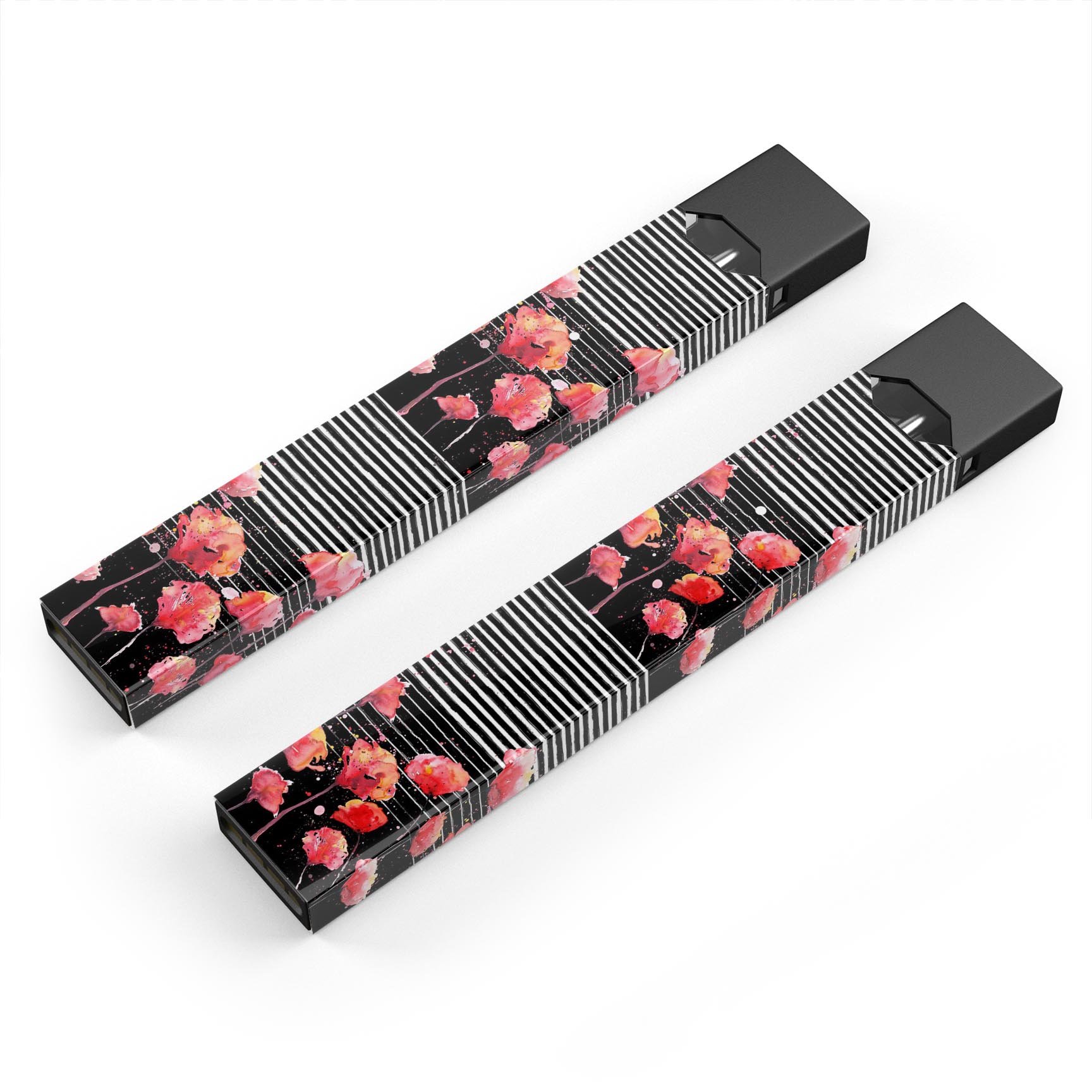 Karamfila Watercolo Poppies V1 skin wrap for JUUL device, featuring vibrant poppy design and protective layers.